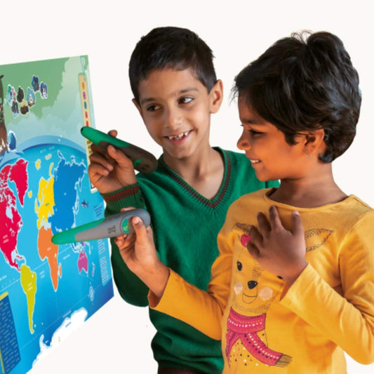 goDiscover Smart Chart with Talking Pen for Kids | 12 Interactive Self Reading Educational Learning Charts with Re-Recordable Stickers & Charger Cable for Age 5 to 10 Years Children