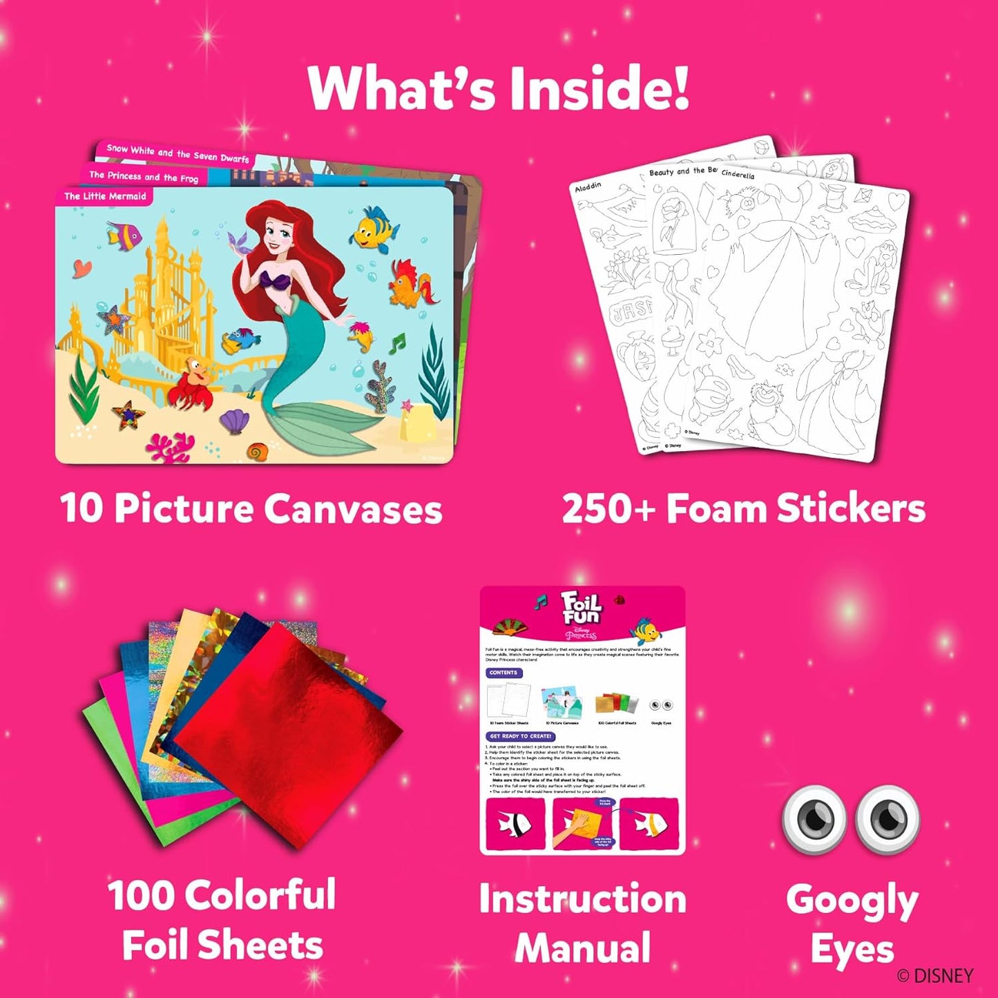 Skillmatics Foil Fun - Disney Princess, Mess-Free Art & Craft Kits for Kids, DIY Creative Activity, Gifts for Boys & Girls Ages 4, 5, 6, 7, 8, 9