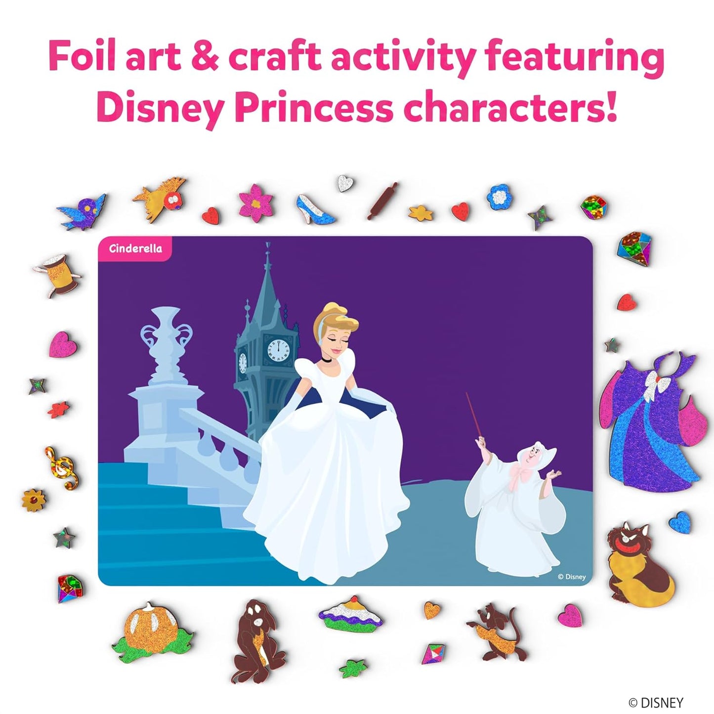 Skillmatics Foil Fun - Disney Princess, Mess-Free Art & Craft Kits for Kids, DIY Creative Activity, Gifts for Boys & Girls Ages 4, 5, 6, 7, 8, 9