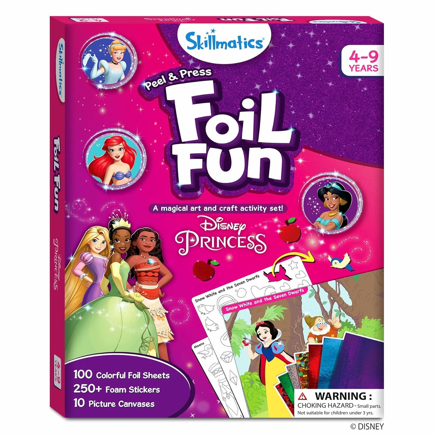 Skillmatics Foil Fun - Disney Princess, Mess-Free Art & Craft Kits for Kids, DIY Creative Activity, Gifts for Boys & Girls Ages 4, 5, 6, 7, 8, 9