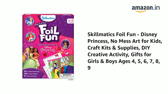 Skillmatics Foil Fun - Disney Princess, Mess-Free Art & Craft Kits for Kids, DIY Creative Activity, Gifts for Boys & Girls Ages 4, 5, 6, 7, 8, 9