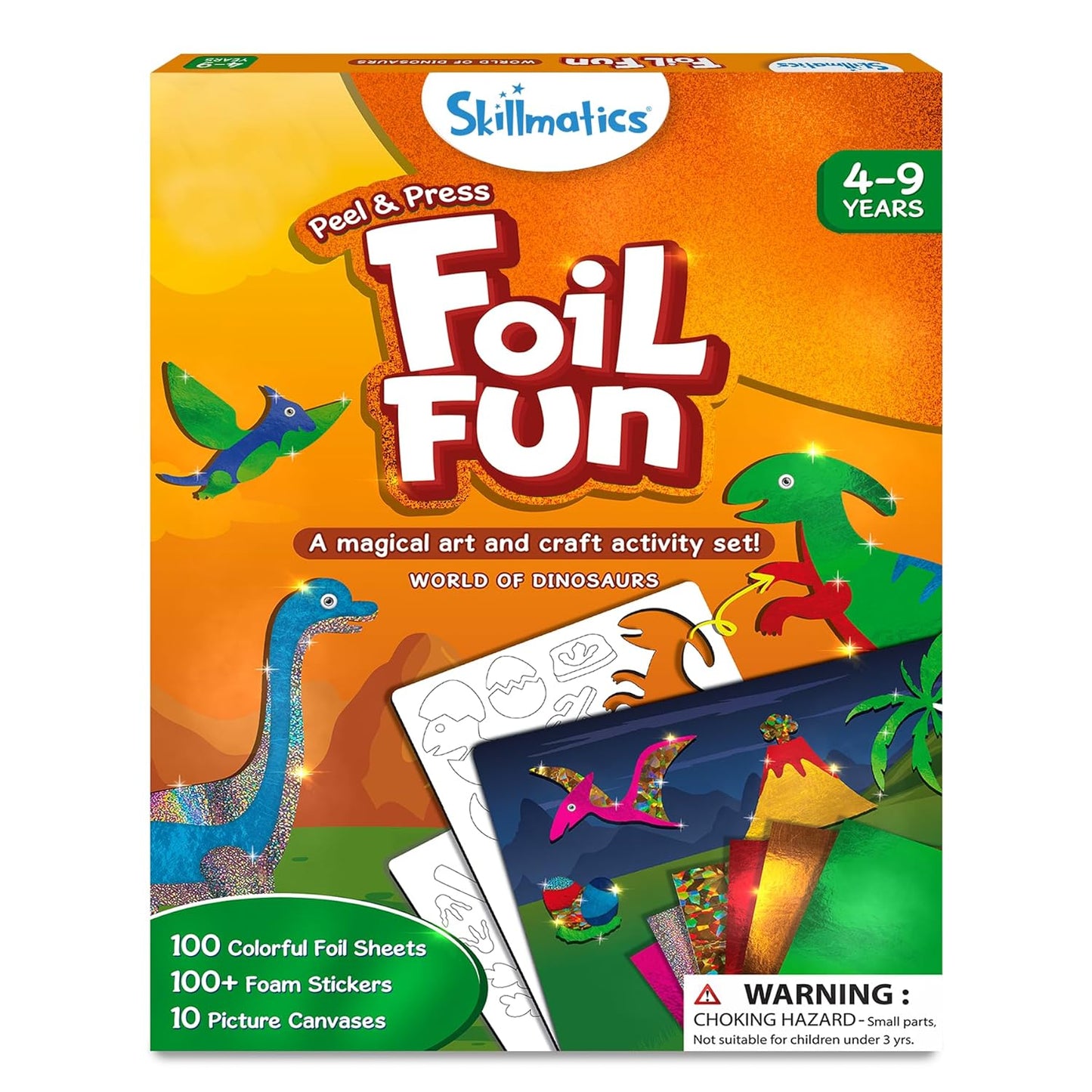 Skillmatics Foil Fun - Dinosaurs, No Mess Art for Kids, Craft Kits & Supplies, DIY Creative Activity, Travel Toys, Gifts for Boys & Girls Ages 4, 5, 6, 7, 8, 9