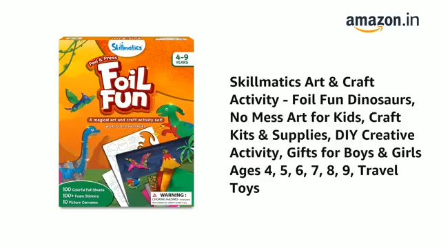 Skillmatics Foil Fun - Dinosaurs, No Mess Art for Kids, Craft Kits & Supplies, DIY Creative Activity, Travel Toys, Gifts for Boys & Girls Ages 4, 5, 6, 7, 8, 9
