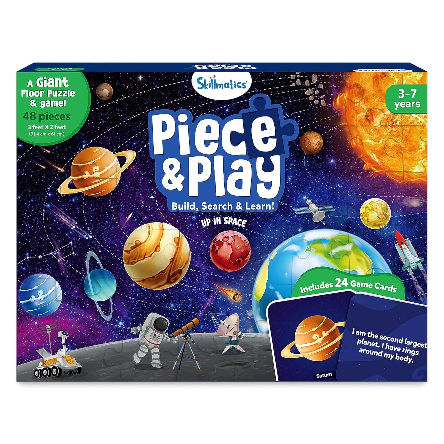 Skillmatics Floor Puzzle & Game - Piece & Play Space, Jigsaw & Toddler Puzzles, Educational Toy, Gifts for Boys & Girls Ages 3, 4, 5, 6, 7 (48 Pieces, 2 x 3 feet)