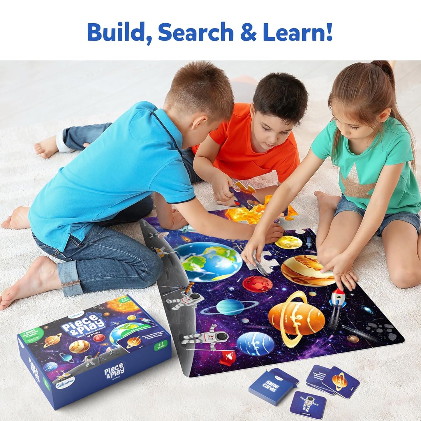 Skillmatics Floor Puzzle & Game - Piece & Play Space, Jigsaw & Toddler Puzzles, Educational Toy, Gifts for Boys & Girls Ages 3, 4, 5, 6, 7 (48 Pieces, 2 x 3 feet)