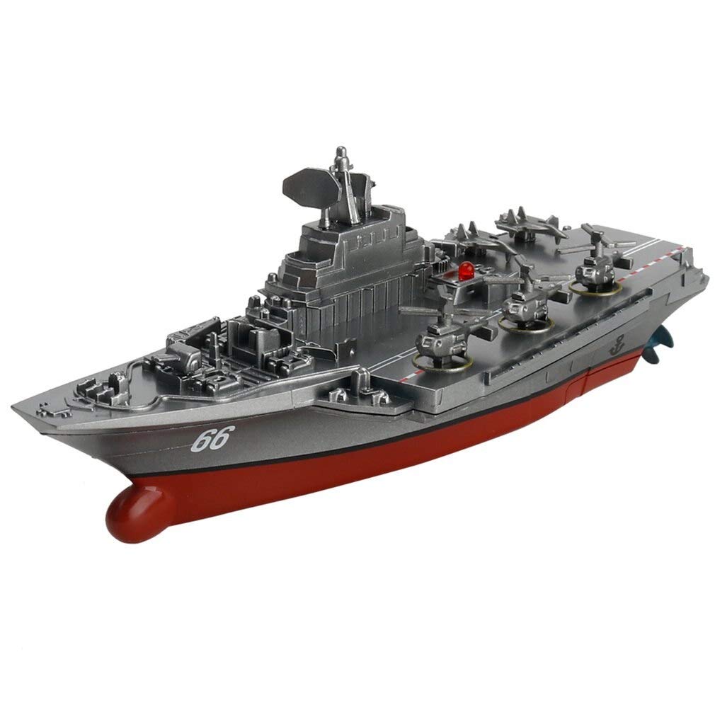 IndusBay® Remote Control Aircraft Carrier 2.4GHZ RC Warship Military Mini Aircraft Navy Ship for Kids Bathtub Pool Lake Aquarium