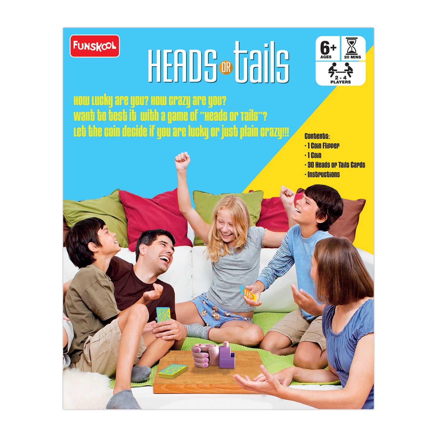 Funskool Games, Heads Or Tails, Party Games for Kids & Family, 2-4 Players, Ages 6 and Above