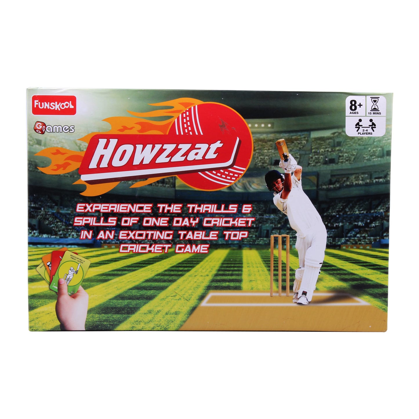 Funskool Games ,Cricket Howzzat, Sports Board Game, Cricket Game for Kids and Family, 2 - 4 Players, Ages 8 years & Above