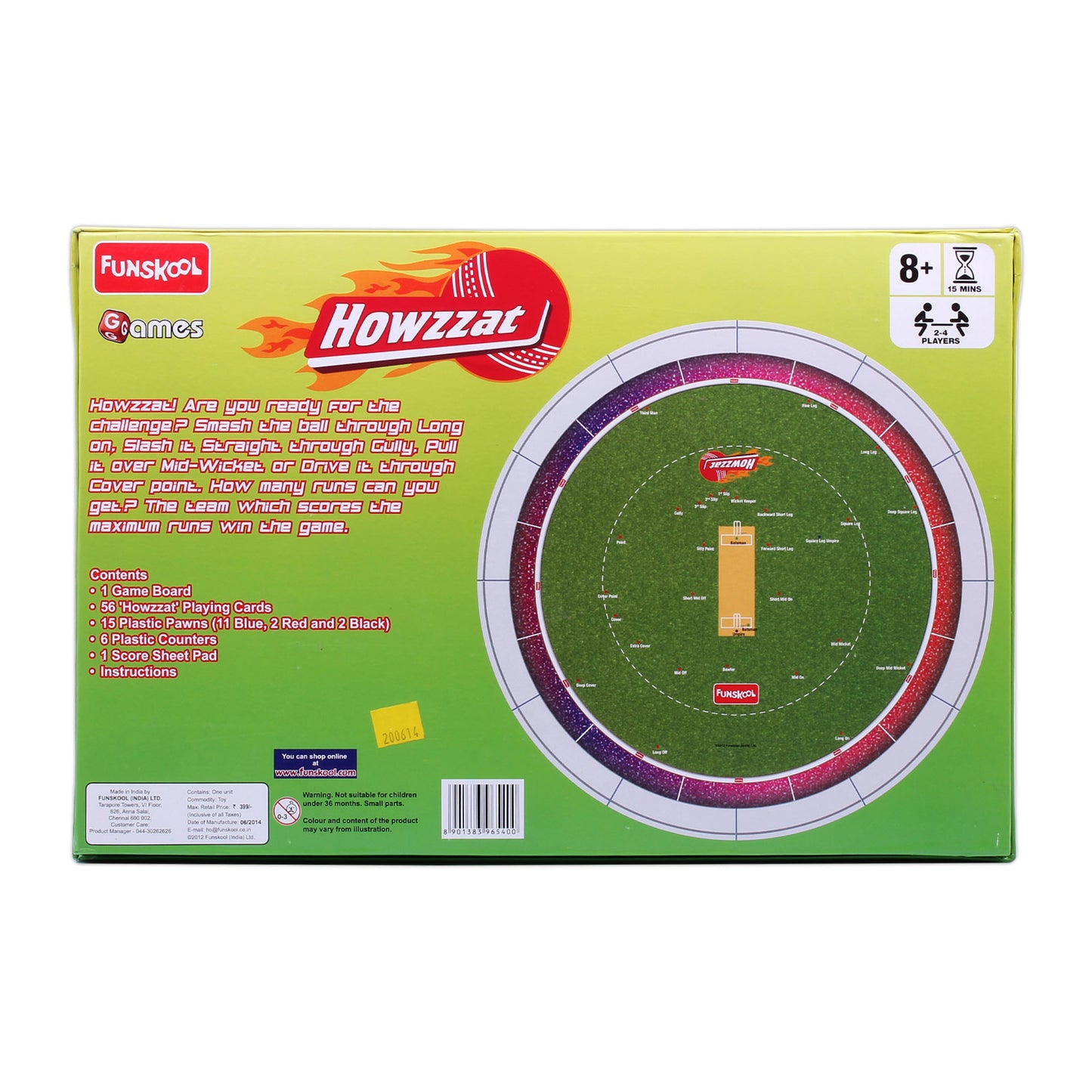 Funskool Games ,Cricket Howzzat, Sports Board Game, Cricket Game for Kids and Family, 2 - 4 Players, Ages 8 years & Above