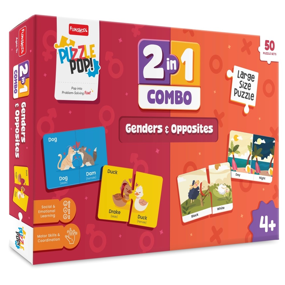 Funskool Genders & Opposites Puzzle Pop, 2-in-1 Combo