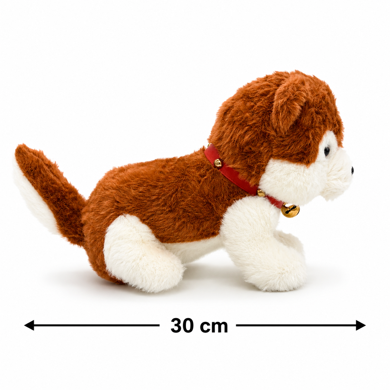 Cute Brown Husky Puppy Soft Toys with Bell 30 Cm