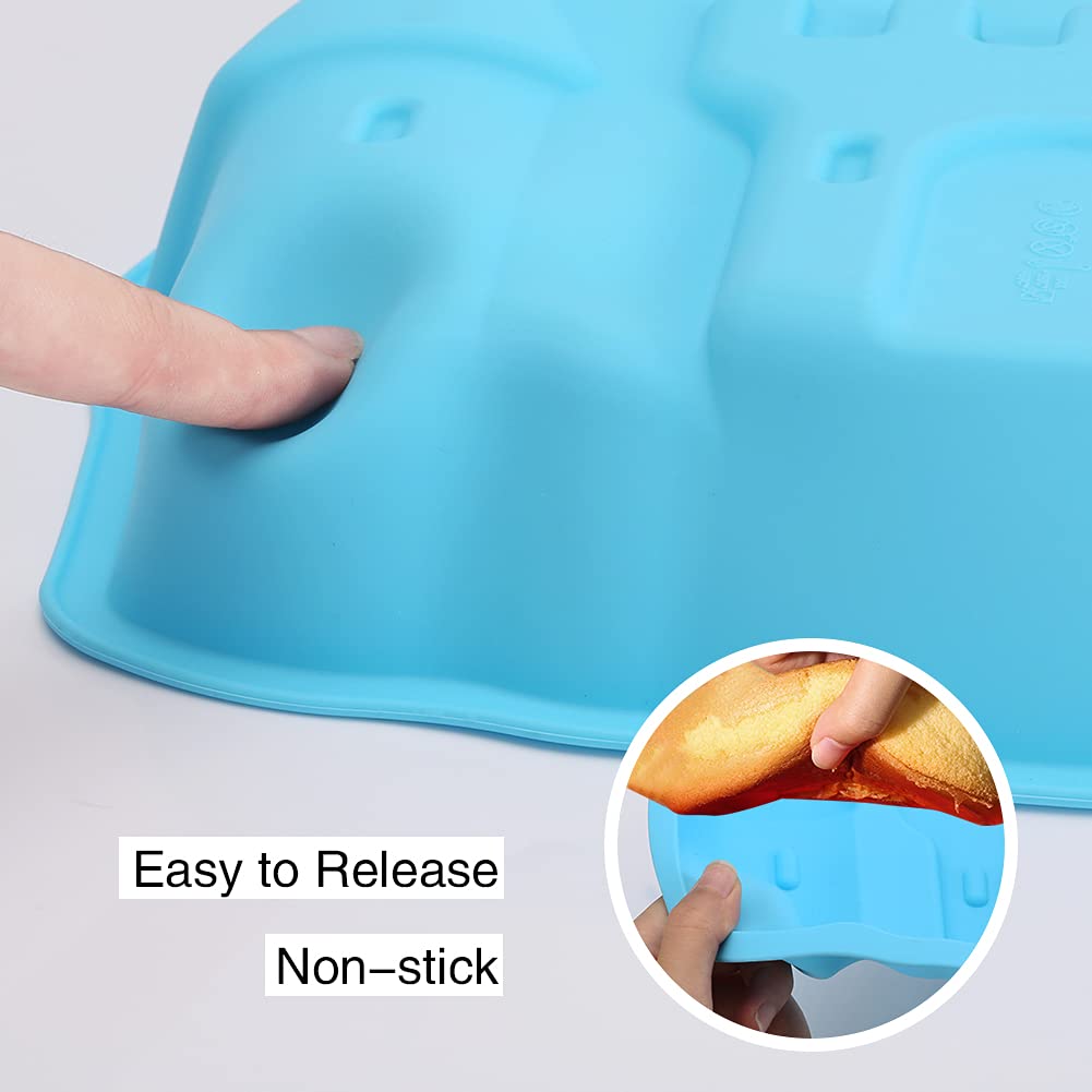 Castle Cake Pan, 3D Castle Shape Baking Pan, Silicone Cake Mold Cake Pan, Novelty Cake Molds Silicone, Wedding Christmas Birthday Cake Baking Pan, Cake Molds for Baking,9.8 x 9.4 x 2in (Blue)