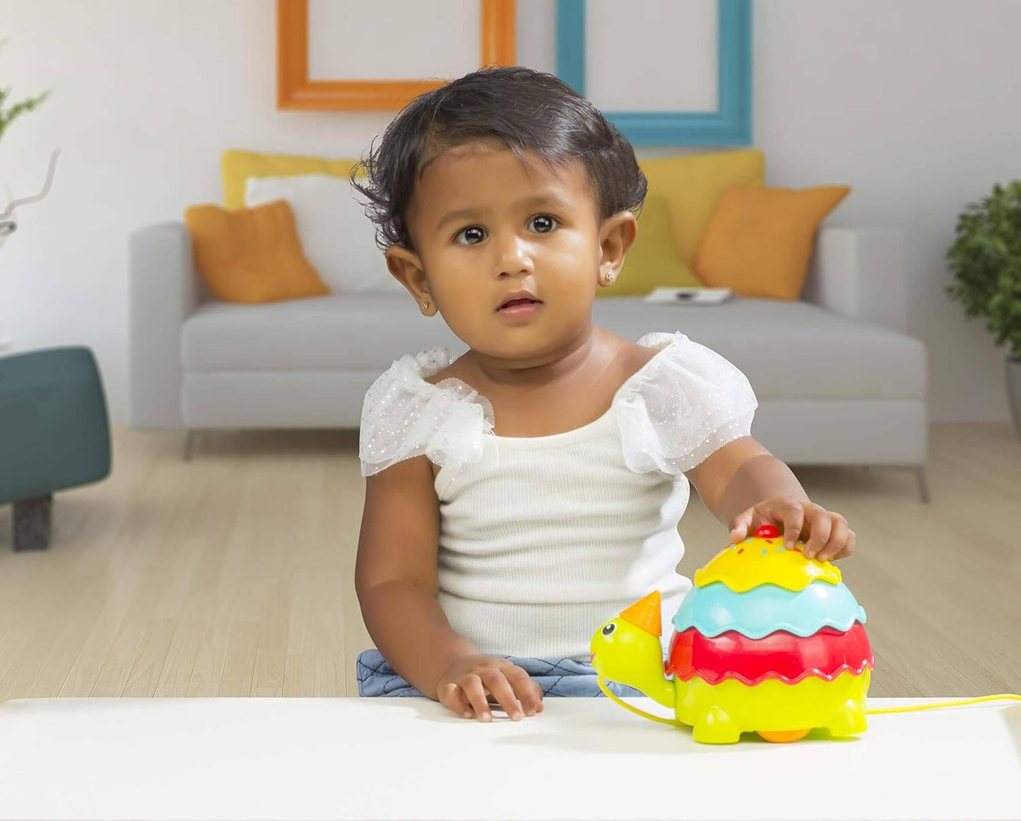 Giggles Funskool Pull Along Turtle, Activity & Learning Toy for Babies, Toddlers, For Baby Boys & Girls, Encourage Walking, Improve Balance, Multicolour, Gift Set for Kids, Ages 18+ Months