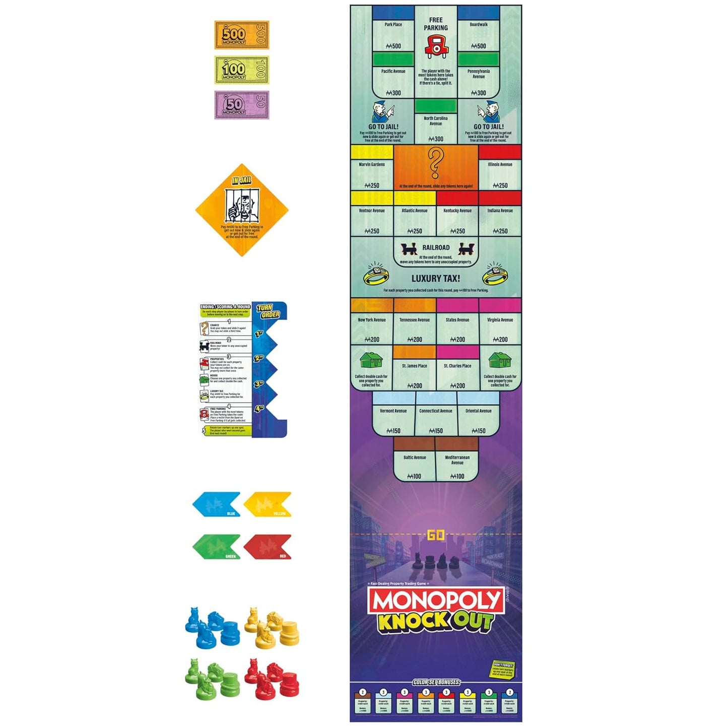 Hasbro Gaming Monopoly Knockout Quick-Playing Board Games, 8Y+, 2-8 Players