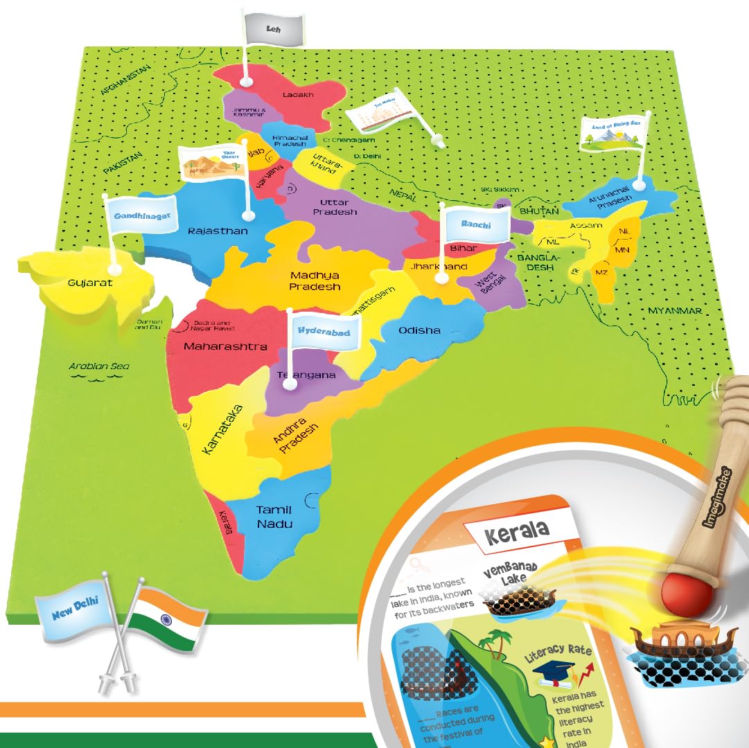 Imagimake Mapology India Map with Flash Card| Swipe & Reveal Card Game | Educational Toys 7+ Years | Kids Learning Toys | Puzzle Game for Kids 7 to 10 Years | Birthday Gift for Girls & Boys