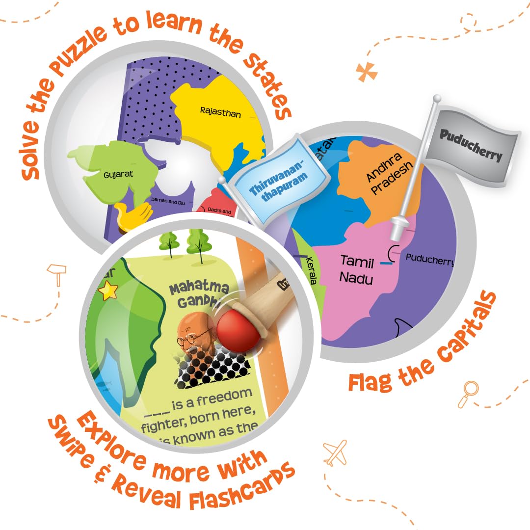 Imagimake Mapology India Map with Flash Card| Swipe & Reveal Card Game | Educational Toys 7+ Years | Kids Learning Toys | Puzzle Game for Kids 7 to 10 Years | Birthday Gift for Girls & Boys