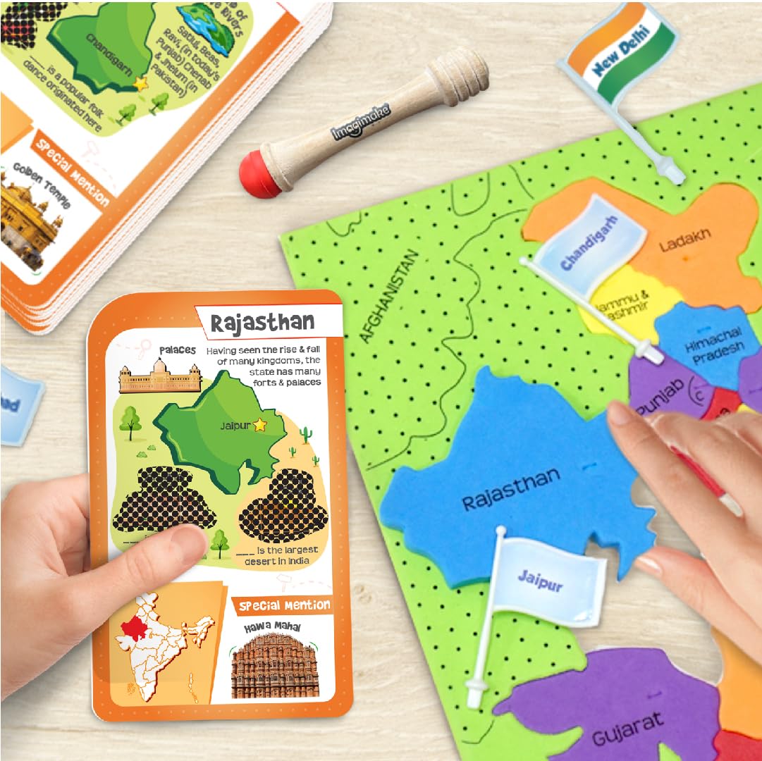 Imagimake Mapology India Map with Flash Card| Swipe & Reveal Card Game | Educational Toys 7+ Years | Kids Learning Toys | Puzzle Game for Kids 7 to 10 Years | Birthday Gift for Girls & Boys