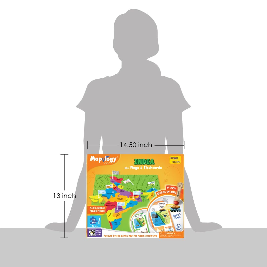 Imagimake Mapology India Map with Flash Card| Swipe & Reveal Card Game | Educational Toys 7+ Years | Kids Learning Toys | Puzzle Game for Kids 7 to 10 Years | Birthday Gift for Girls & Boys