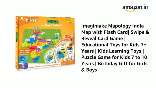 Imagimake Mapology India Map with Flash Card| Swipe & Reveal Card Game | Educational Toys 7+ Years | Kids Learning Toys | Puzzle Game for Kids 7 to 10 Years | Birthday Gift for Girls & Boys