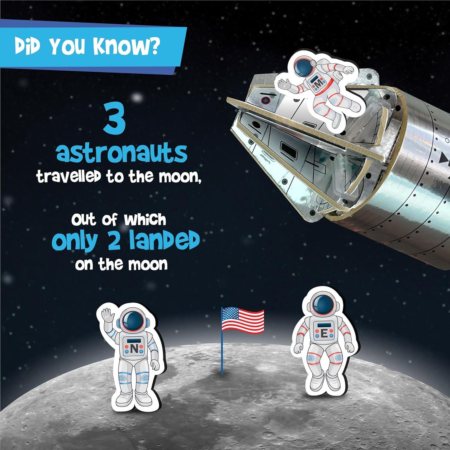 Imagimake Man's Journey to Moon | Mission Apollo 11 | Rocket & Satellite Model Making Set | 3D Puzzle Toy for Kids | Astronaut & Space Kit | Birthday Gift for Girls & Boys Ages 8,9,10,11,12,13