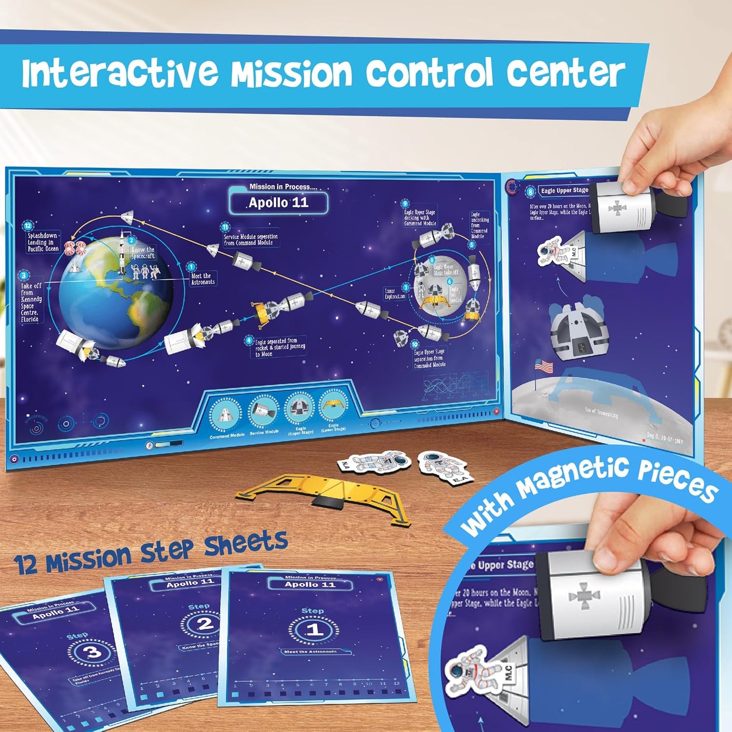 Imagimake Man's Journey to Moon | Mission Apollo 11 | Rocket & Satellite Model Making Set | 3D Puzzle Toy for Kids | Astronaut & Space Kit | Birthday Gift for Girls & Boys Ages 8,9,10,11,12,13