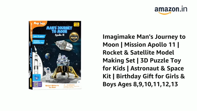 Imagimake Man's Journey to Moon | Mission Apollo 11 | Rocket & Satellite Model Making Set | 3D Puzzle Toy for Kids | Astronaut & Space Kit | Birthday Gift for Girls & Boys Ages 8,9,10,11,12,13