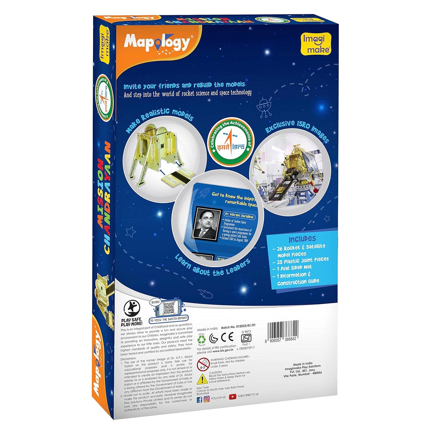 Imagimake Mapology Chandrayaan | ISRO Rocket Model & Satellite | Astronaut Toy | Educational Toys for Kids 5+Years | 3D Puzzles | Gifts for 5 Year Old Boy & Girl| Multicolour