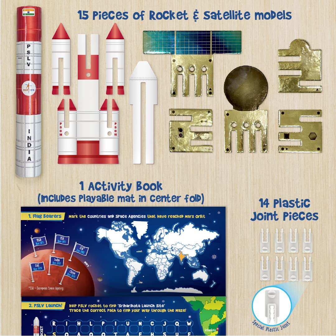 Imagimake Mapology Mangalyaan | Isro Rocket Model & Satellite | Astronaut Toy | Educational Toys for Kids 5+Years | 3D Puzzles | Gifts for 5 Year Old Boy & Girl, Multi-Coloured