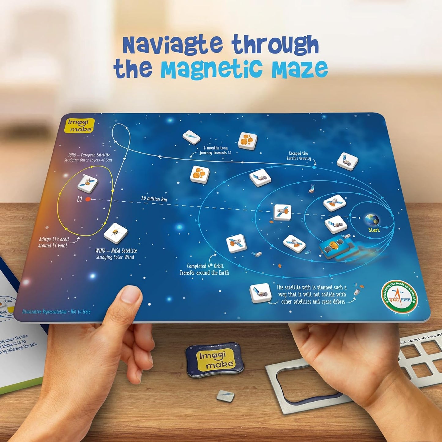 Imagimake Mapology ISRO Space Toys: Mission Suryayaan Aditya L1 | Rocket Model & Satellite | Educational Toys for 5+ Years | 3D Puzzles With Rocket Launcher | Birthday Gift for Kids, White