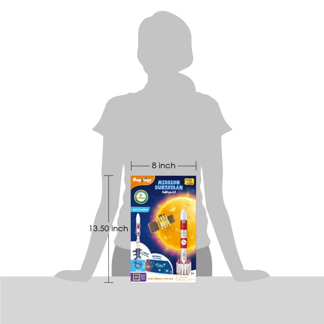 Imagimake Mapology ISRO Space Toys: Mission Suryayaan Aditya L1 | Rocket Model & Satellite | Educational Toys for 5+ Years | 3D Puzzles With Rocket Launcher | Birthday Gift for Kids, White
