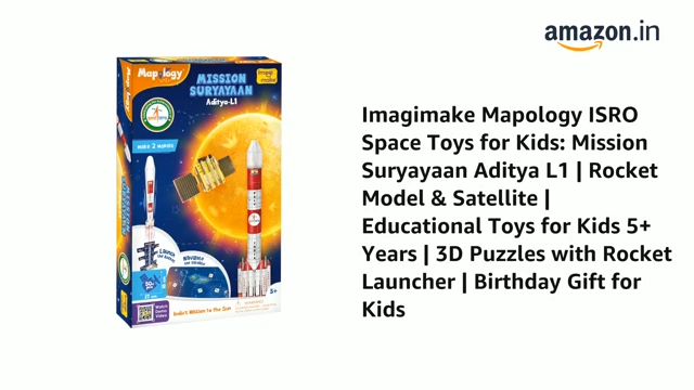 Imagimake Mapology ISRO Space Toys: Mission Suryayaan Aditya L1 | Rocket Model & Satellite | Educational Toys for 5+ Years | 3D Puzzles With Rocket Launcher | Birthday Gift for Kids, White