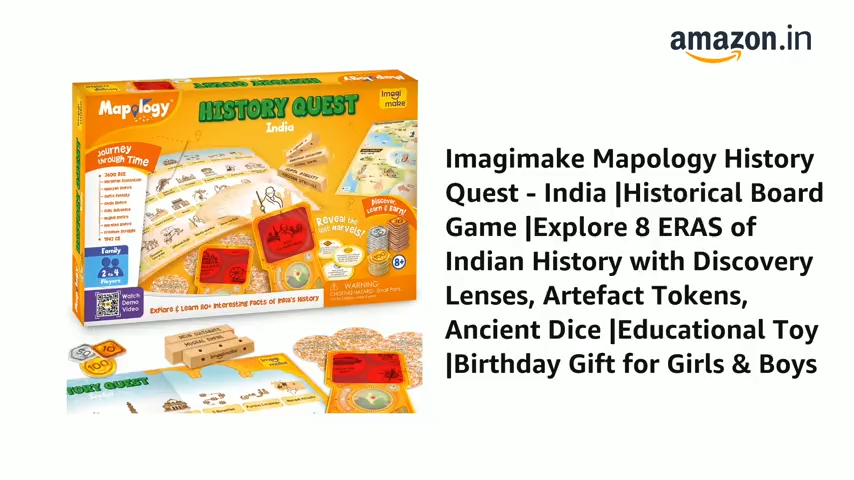 Imagimake Kid,Teen,Adult Mapology History Quest,India,Historical Board Game,Explore 8 ERAS of Indian History with Discovery Lenses,Artefact Tokens,Ancient Dice,Educational Toy,Birthday Gift