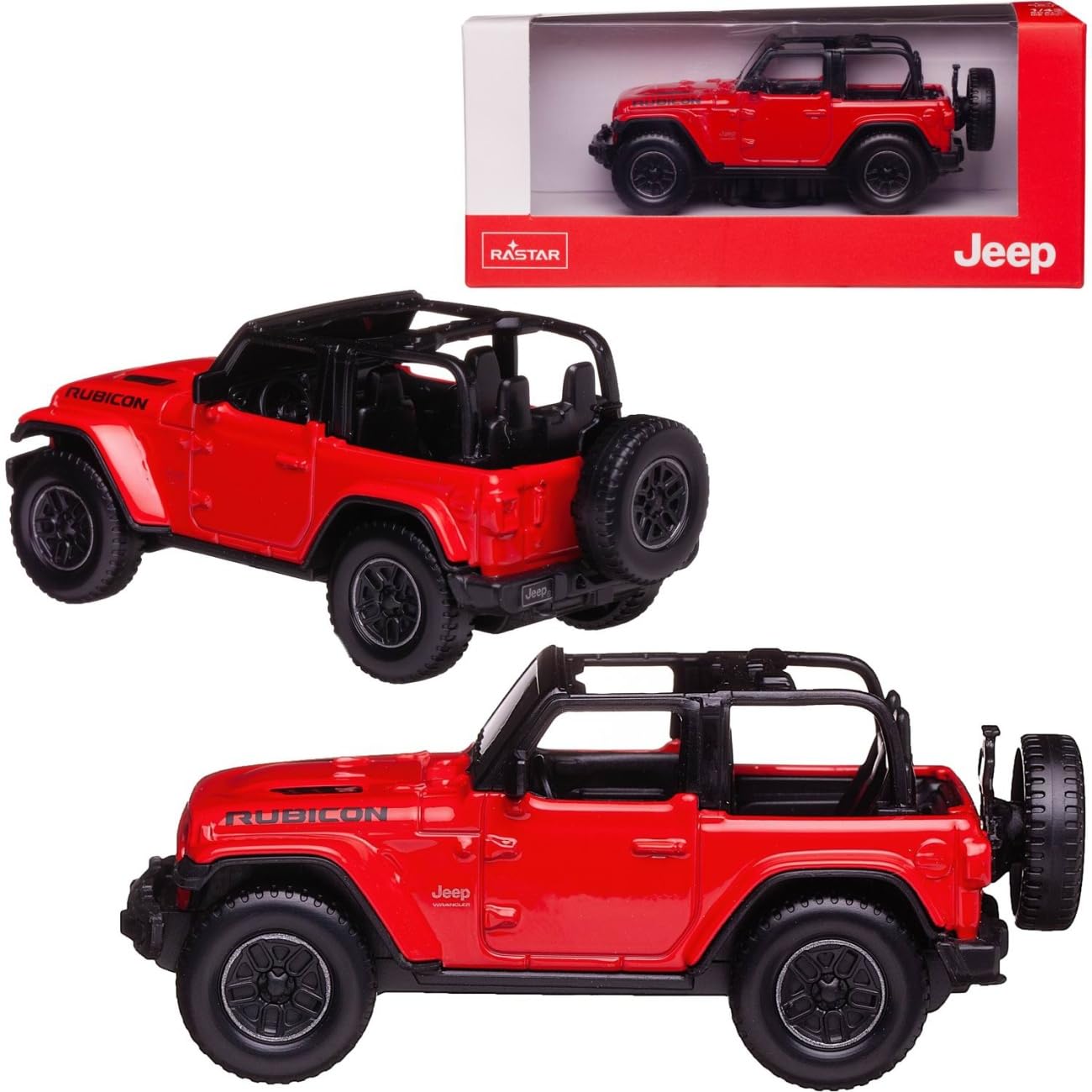 SMALL CLAP Ras Tar 1/43 Jeep Wrangler Rubicon Red Die-Cast Vehicle Car for 3 Years & Above (Red)