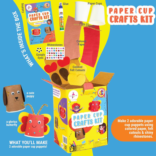 Kalakaram Mini Diy Paper Cup Making Craft Kit | Diy On The Go | Perfect For Gifting | Birthday Gifting | Return Gift For Parties | Kids Aged 4,5,6,7,Multicolor