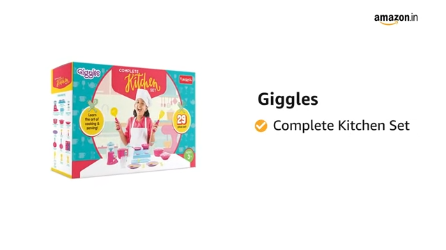 Giggles Funskool Complete Kithcen Playset, Realistic Pretend Cooking Toy for Kids, Encourages Learning & Development, Fun Activity for Babies, Gift Set for Girls, Age 3+ Years