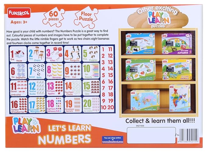 Funskool Play & Learn-Numbers,Educational,60 Pieces,Puzzle,For 3 Year Old Kids And Above,Toy,Multicolor