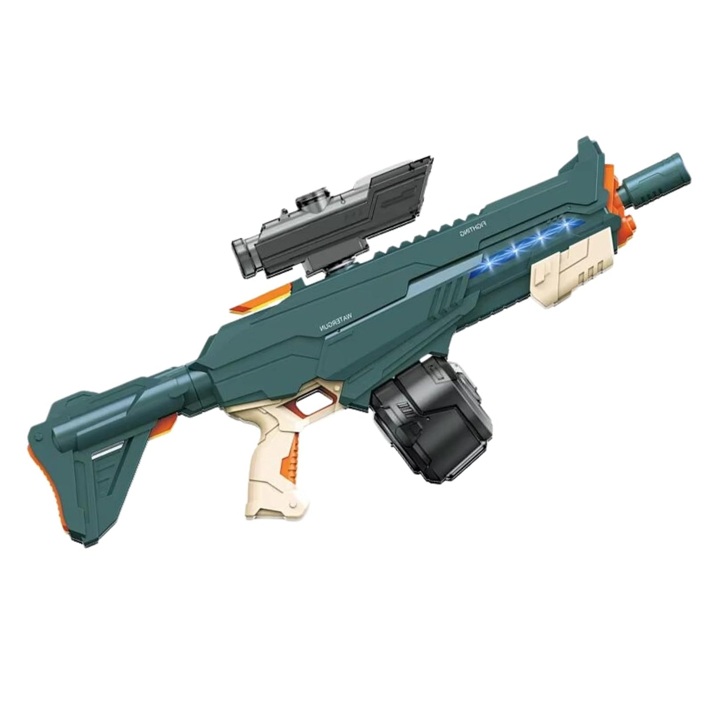 Lumo Brilliant Toys 2 in 1 Electric Water Gun Powerful Automatic Water Gun 1420ml with Light-up Toys to 35 Ft Outdoor Toy Holi Water Gun Toy for Kids & Adults (Blue)