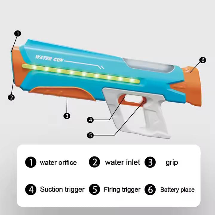 Fluxonic - Toys Light Space Water Gun Outdoor Continuous Discharge Large Capacity Beach Interactive Play Gun - Multi Color