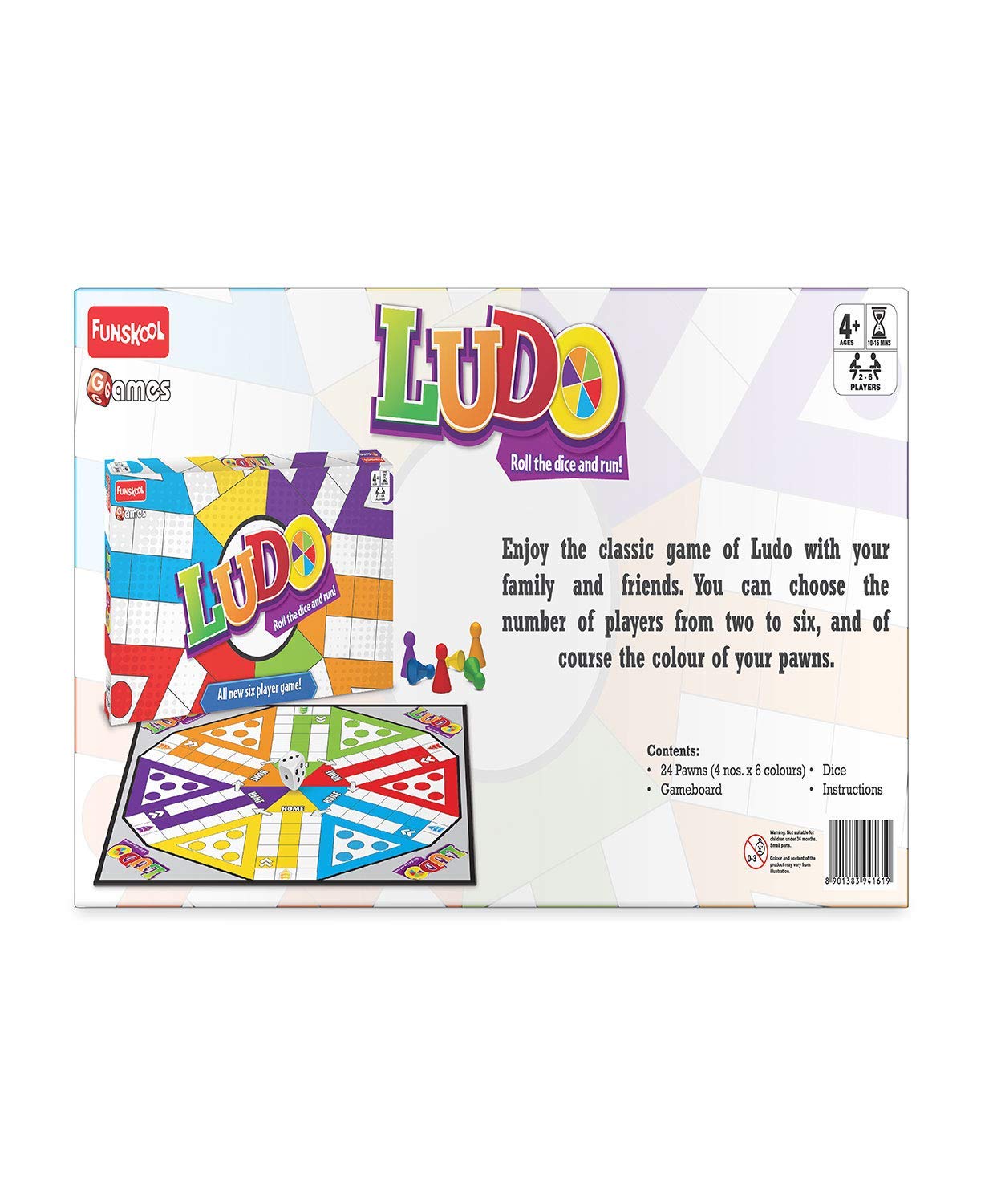Funskool Games - Ludo 2018, The Classic startegy Game Board, Unique 6 Player Game, Kids and Family, 2-6 Players, 4 & Above