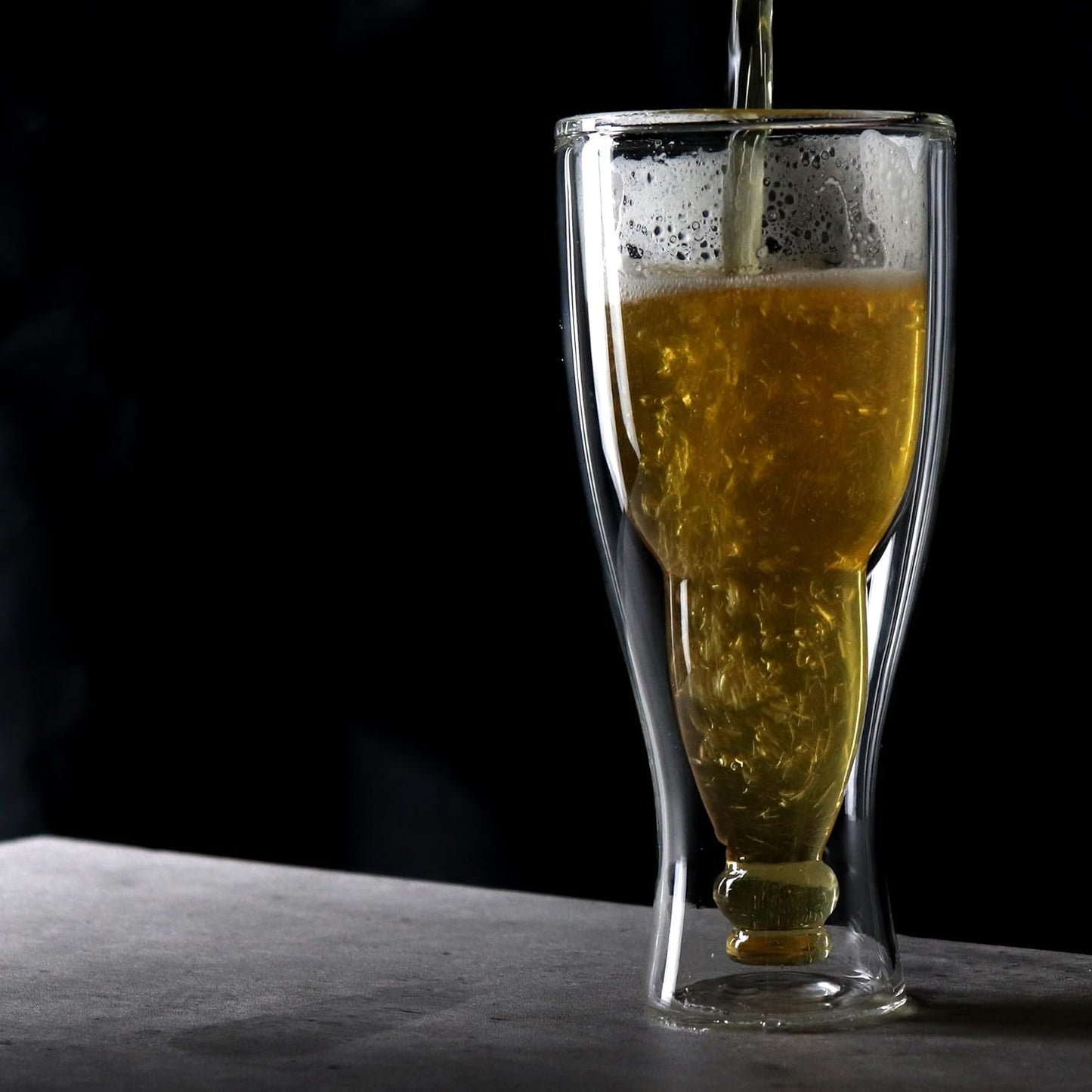VERONIZA BeEer Glasses, Clear Double Wall Insulated Pub Mugs, Upside Down Design, Holds One Full BeeRr Bottle, Freezable Glass for BeEer Lovers, 250ml