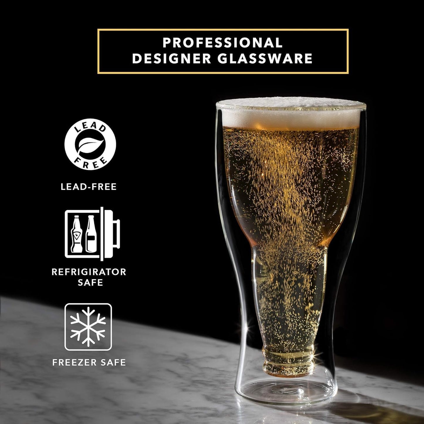 VERONIZA BeEer Glasses, Clear Double Wall Insulated Pub Mugs, Upside Down Design, Holds One Full BeeRr Bottle, Freezable Glass for BeEer Lovers, 250ml