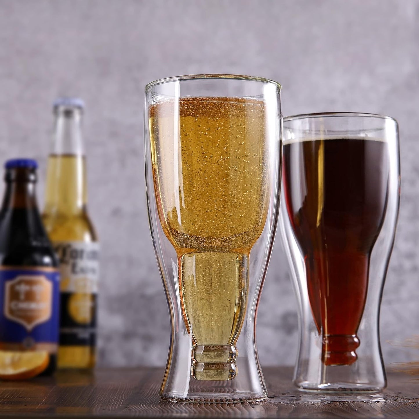 VERONIZA BeEer Glasses, Clear Double Wall Insulated Pub Mugs, Upside Down Design, Holds One Full BeeRr Bottle, Freezable Glass for BeEer Lovers, 250ml