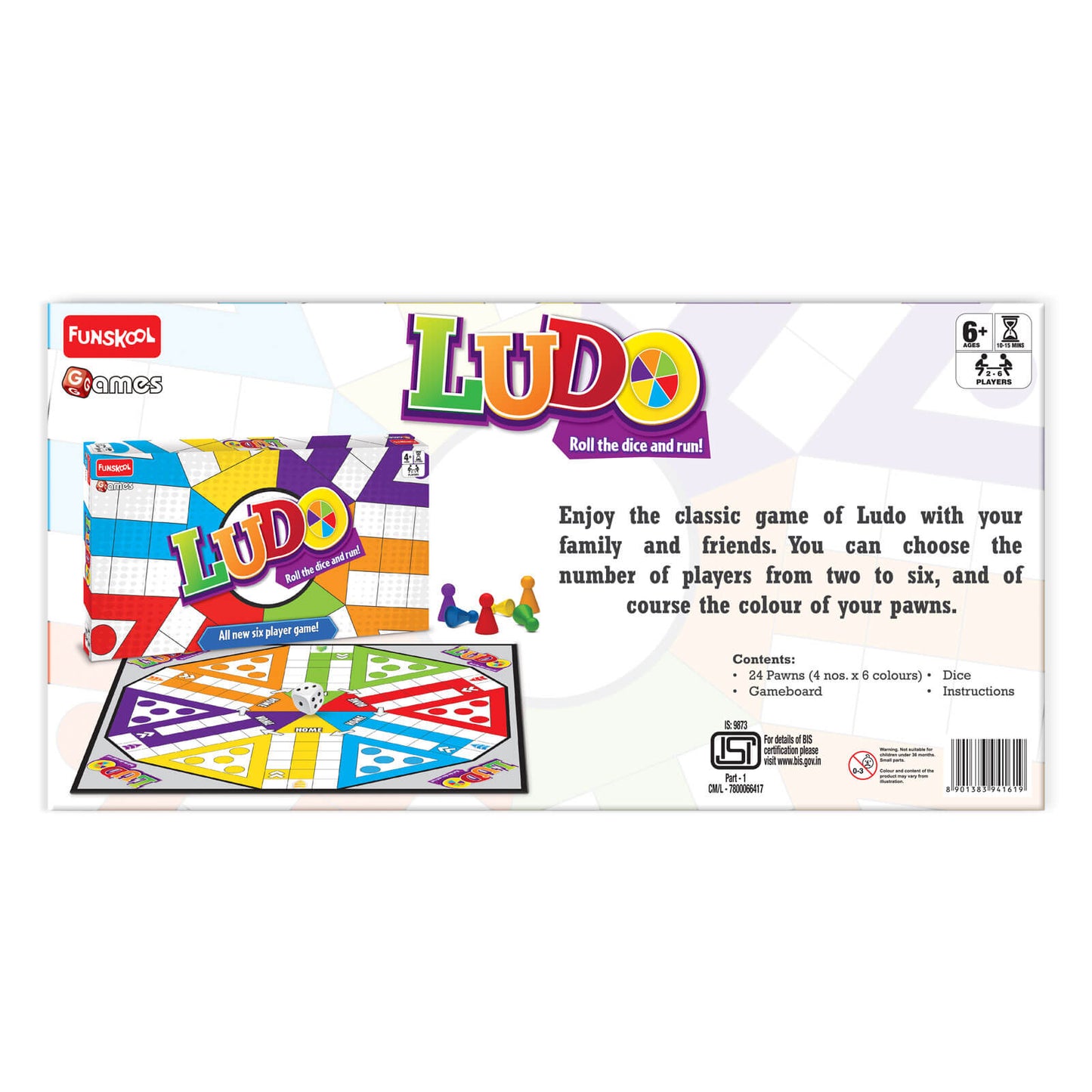 Funskool Games - Ludo 2018, The Classic startegy Game Board, Unique 6 Player Game, Kids and Family, 2-6 Players, 4 & Above