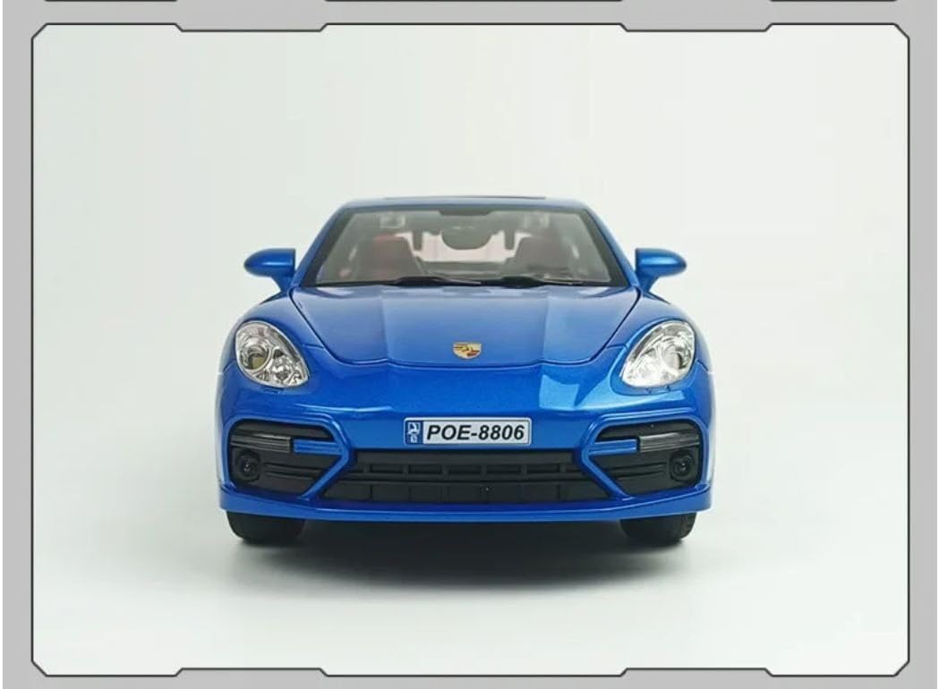 Die-Cast Porschee Panamerra Model Car, 1:18 Scale, Metallic Blue, Opening Doors and Hood