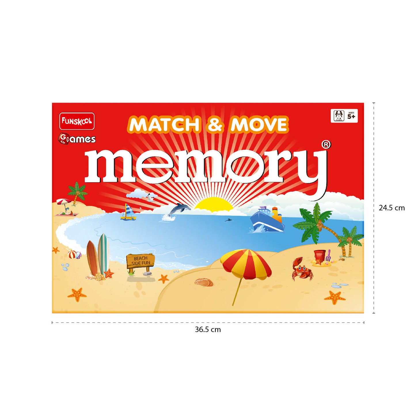 Funskool Match & Move Memory, Strategy Game, Card Game, Board Game for Kids, Adults, Families, Educational, Fun, 1 to 4 Players, Family Fun, Gift Set for Kid, Age 5+ Years