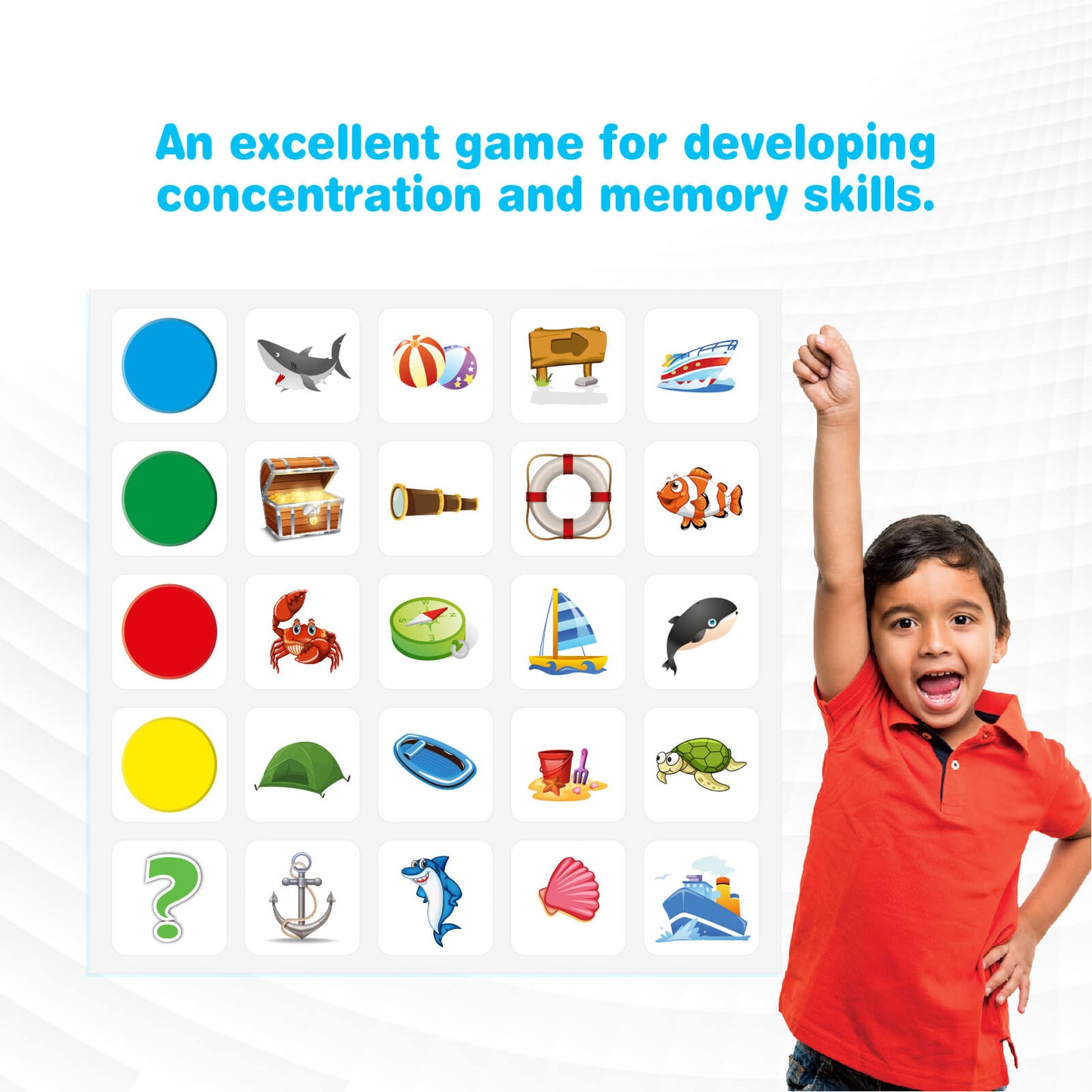 Funskool Match & Move Memory, Strategy Game, Card Game, Board Game for Kids, Adults, Families, Educational, Fun, 1 to 4 Players, Family Fun, Gift Set for Kid, Age 5+ Years