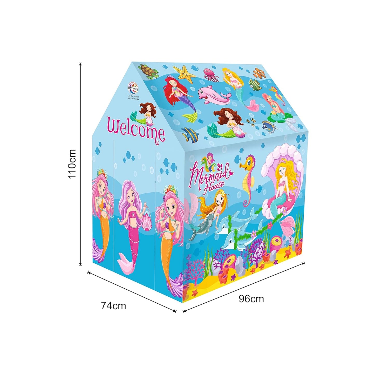 Ratna's Play Tent House Jumbo Size, Light Weight for Kids 3-10 Years Girls and Boys (Mermaid House)