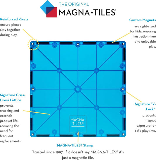 Magna-Tiles Magnetic Building Toys,Clear Colors Set,Multi Color (100 Pieces)