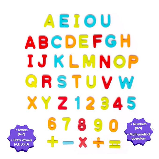 Funskool Giggles -Magnetic Letters & Numbers, 46 pcs Magnetic Letters and Numbers, Educational Toy, Preschool Toy, 3 Years and Above, Multicolor