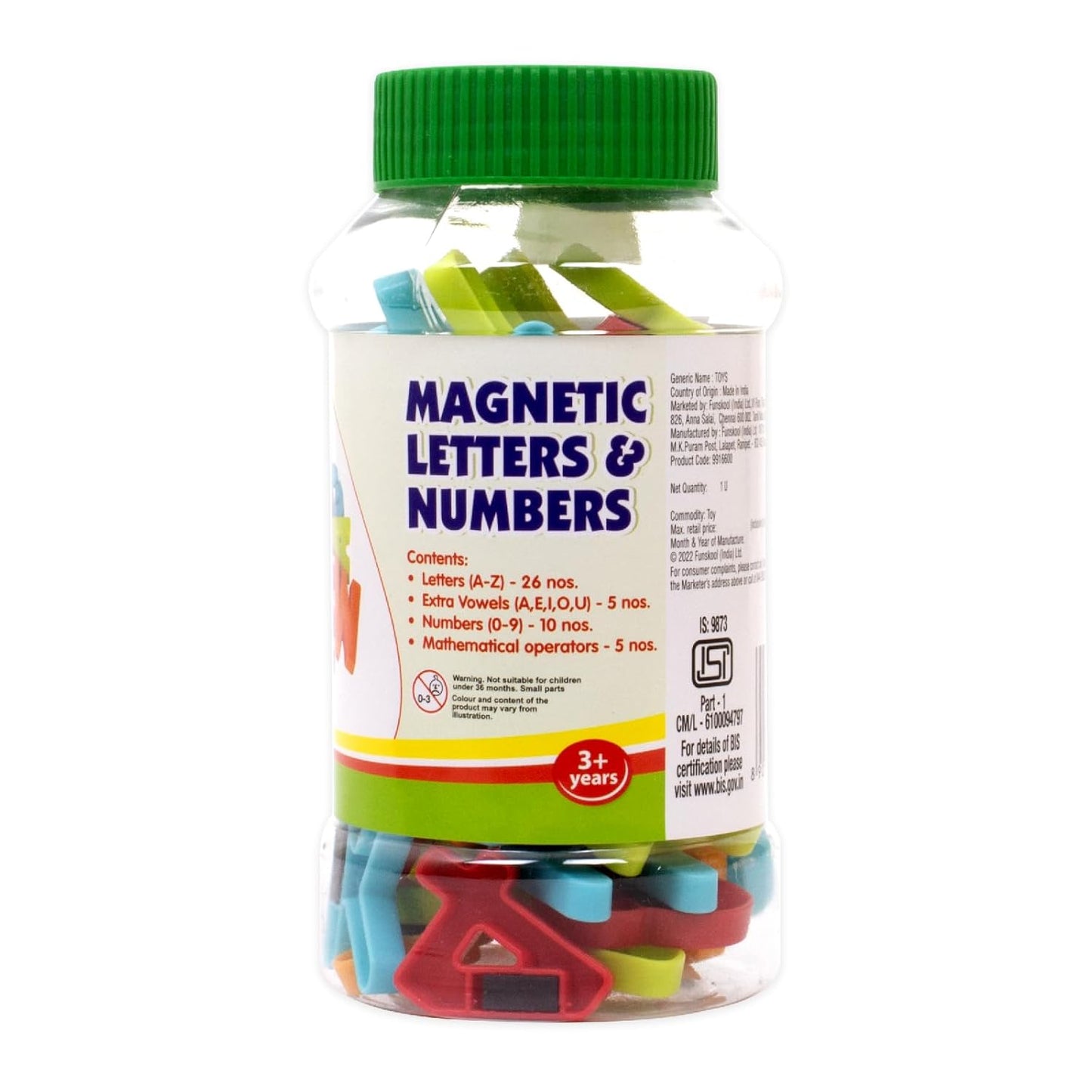 Funskool Giggles -Magnetic Letters & Numbers, 46 pcs Magnetic Letters and Numbers, Educational Toy, Preschool Toy, 3 Years and Above, Multicolor